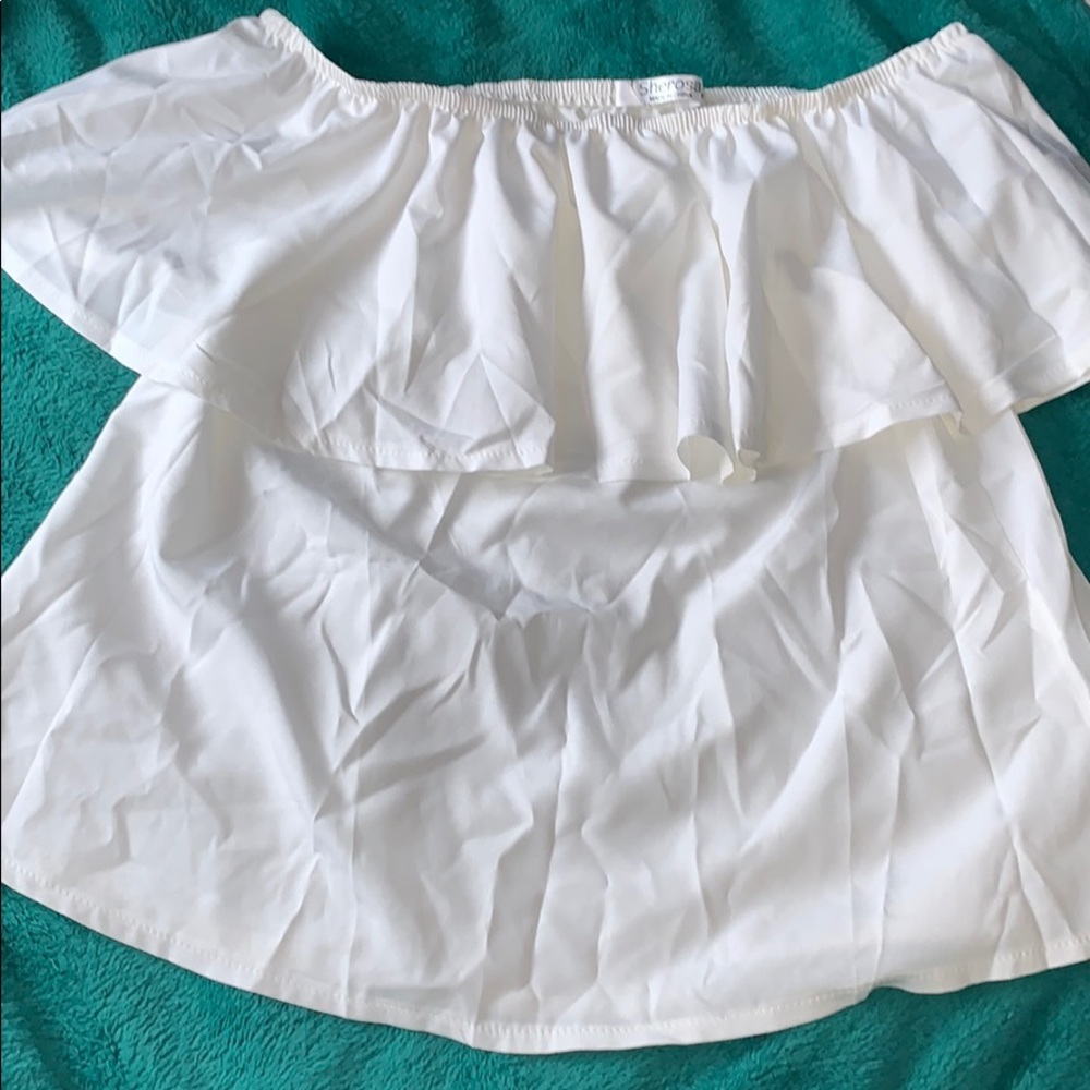 Off the shoulder white top